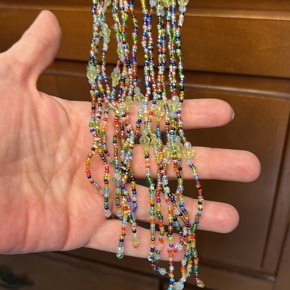 8 Strand Ornate Seed Bead Belt Multicolor Adjustable - Picture 6 of 9